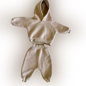 Cream Hoodie and Jogger Set